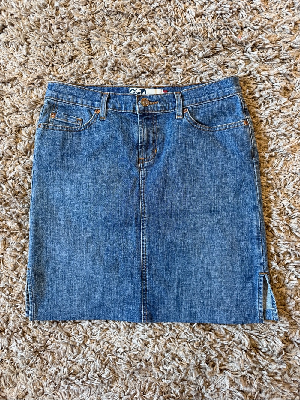 Roxy Jean Women's Blue Denim Pencil Skirt Knee Length Button Stretch 5